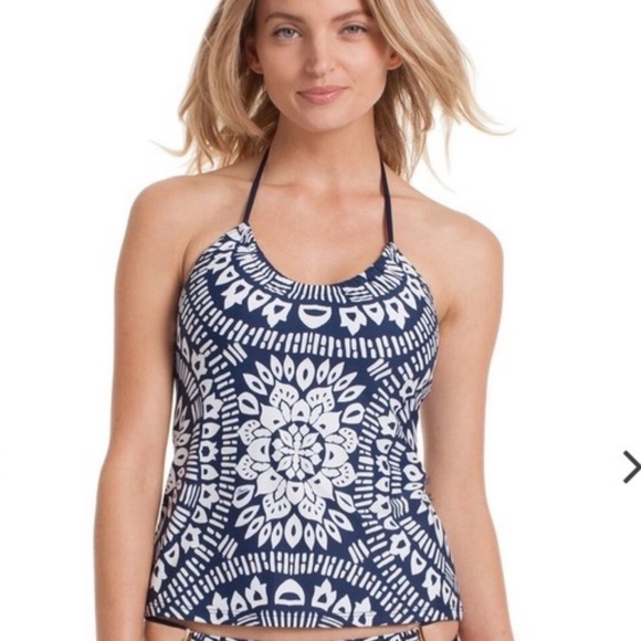 Trina Turk Indochine Print Blue/ White Tankini Top size 6 - Picture 1 of 6